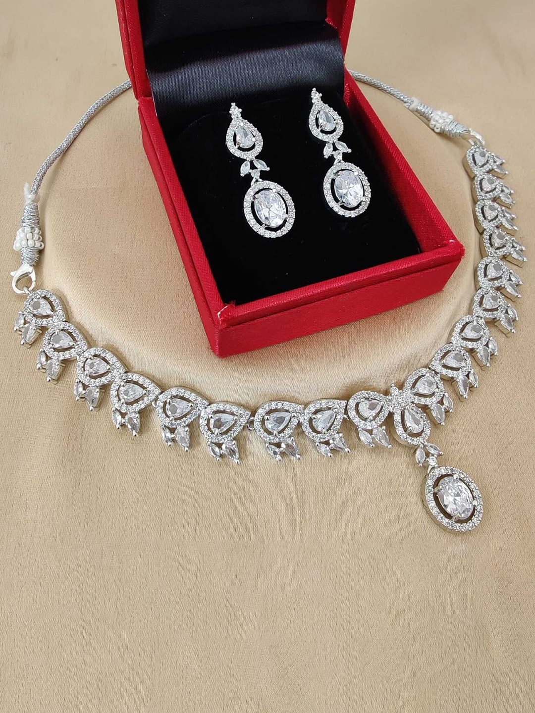 

Anouk Silver-Plated Cubic Zirconia-Studded Jewellery Set