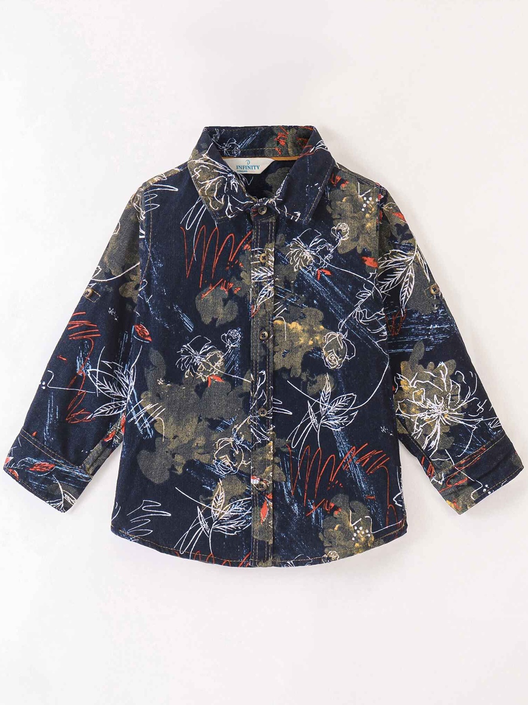 

Infinity Boys Tailored Fit Floral Opaque Printed Casual Shirt, Navy blue