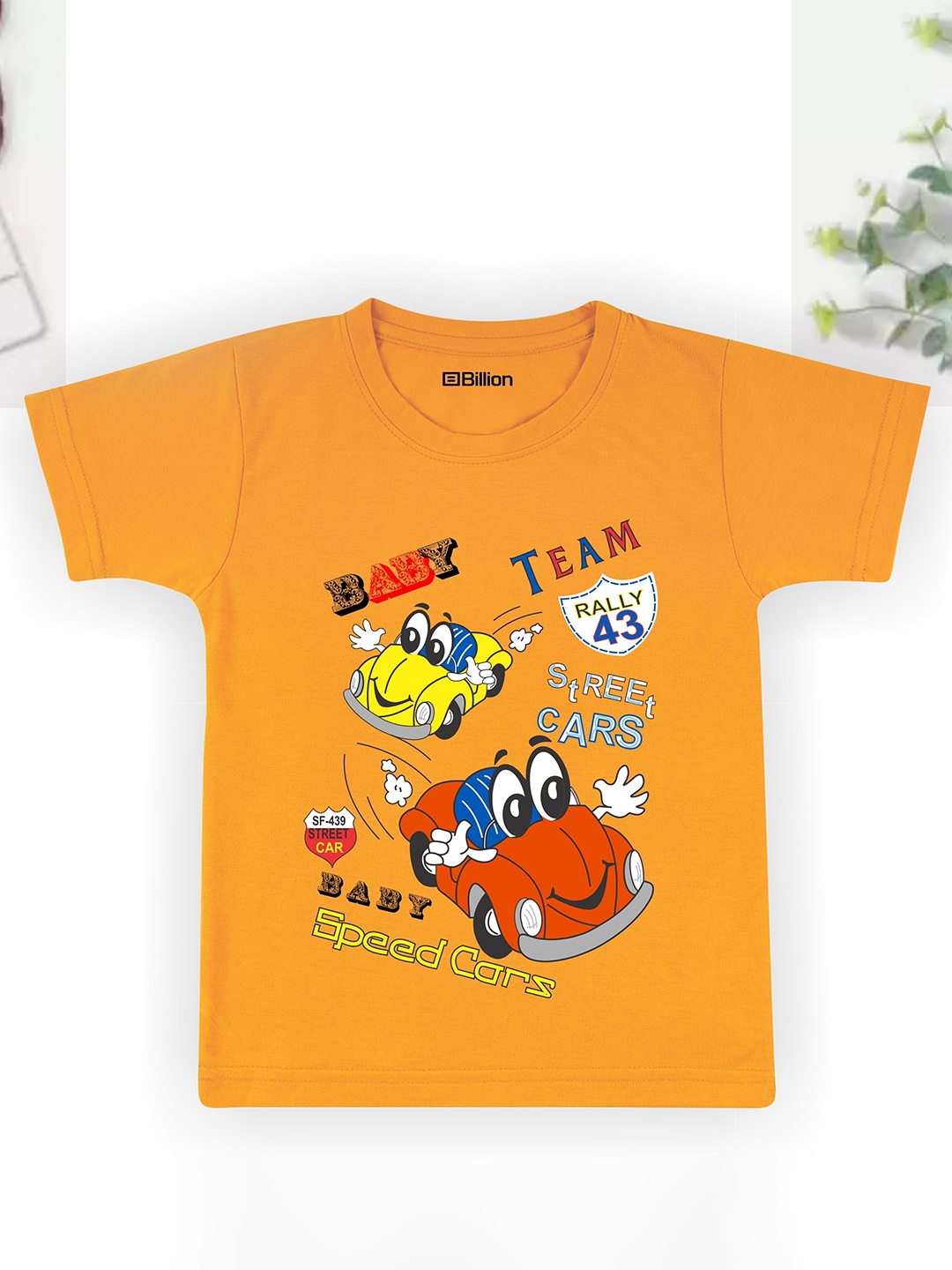 

Billion Boys Printed Bio Finish Applique T-shirt, Mustard