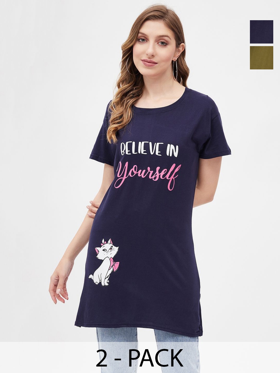 

Dreambe Women Typography 2 Printed Applique T-shirt, Multi