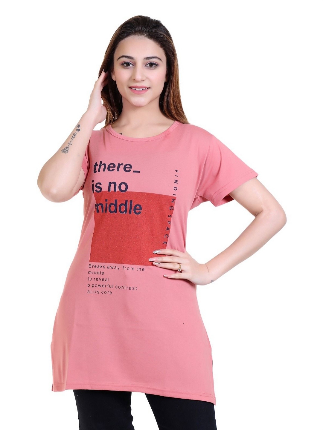 

RG BY S.S. Clothing Women Printed T-shirt, Peach