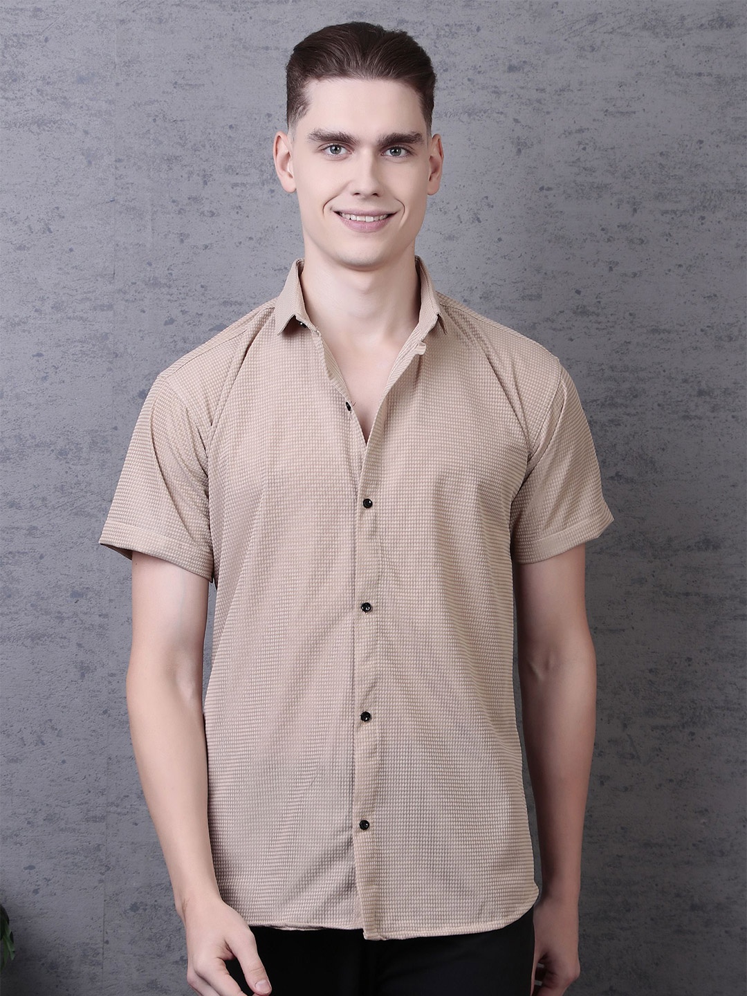 

TATER GARMENTS Women Comfort Opaque Printed Party Shirt, Beige