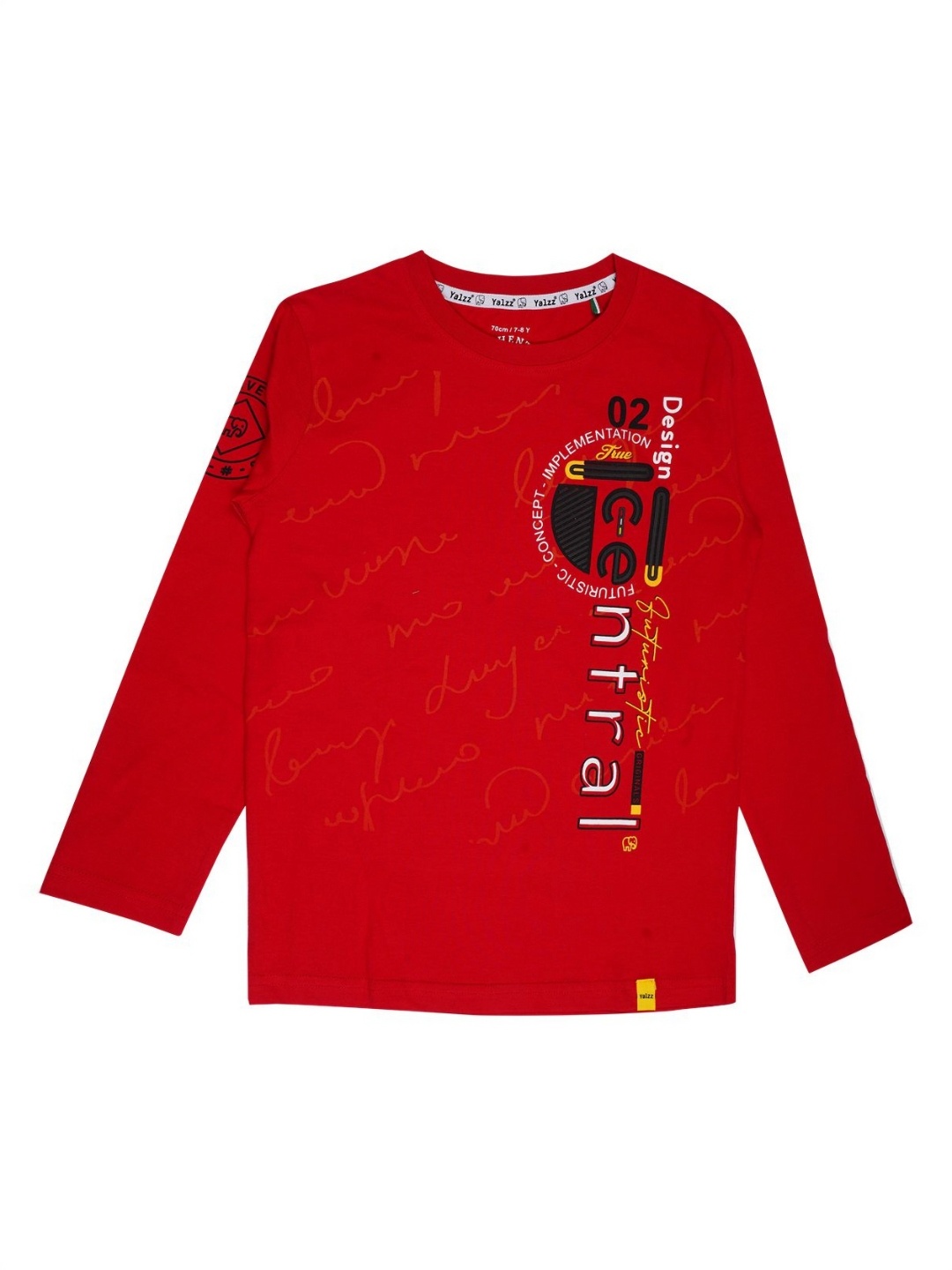 

YALZZ Boys Printed Applique T-shirt, Red