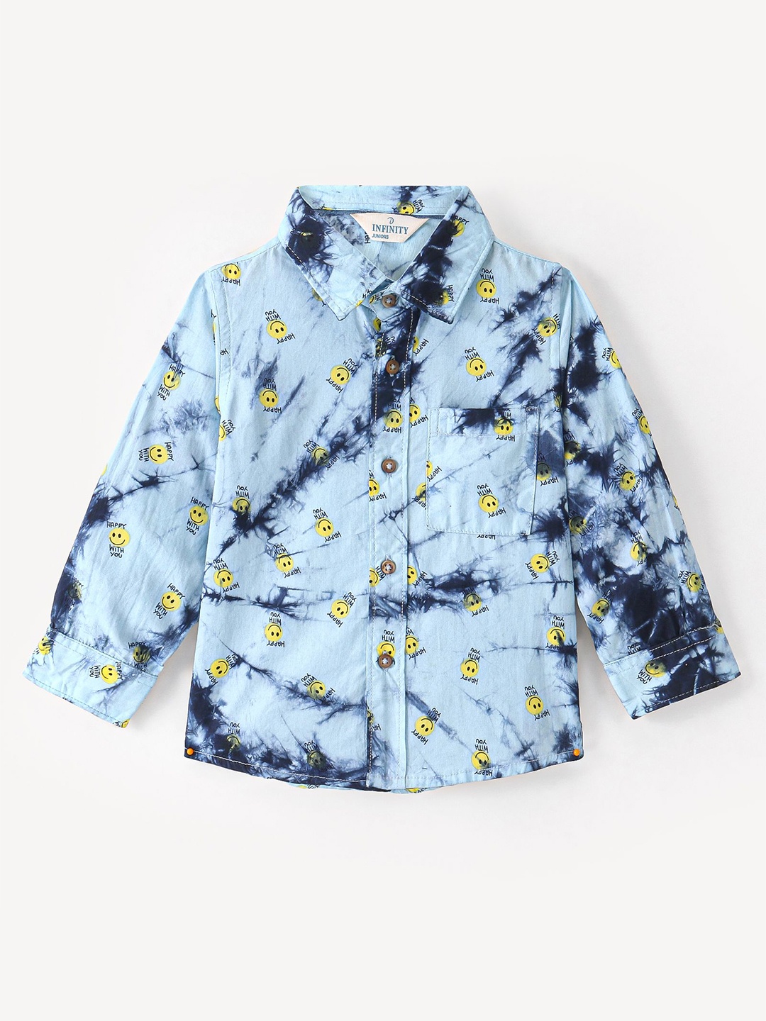 

Infinity Boys Opaque Printed Casual Shirt, Blue