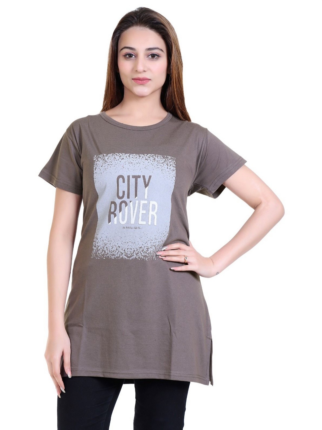 

RG BY S.S. Clothing Women Printed T-shirt, Brown