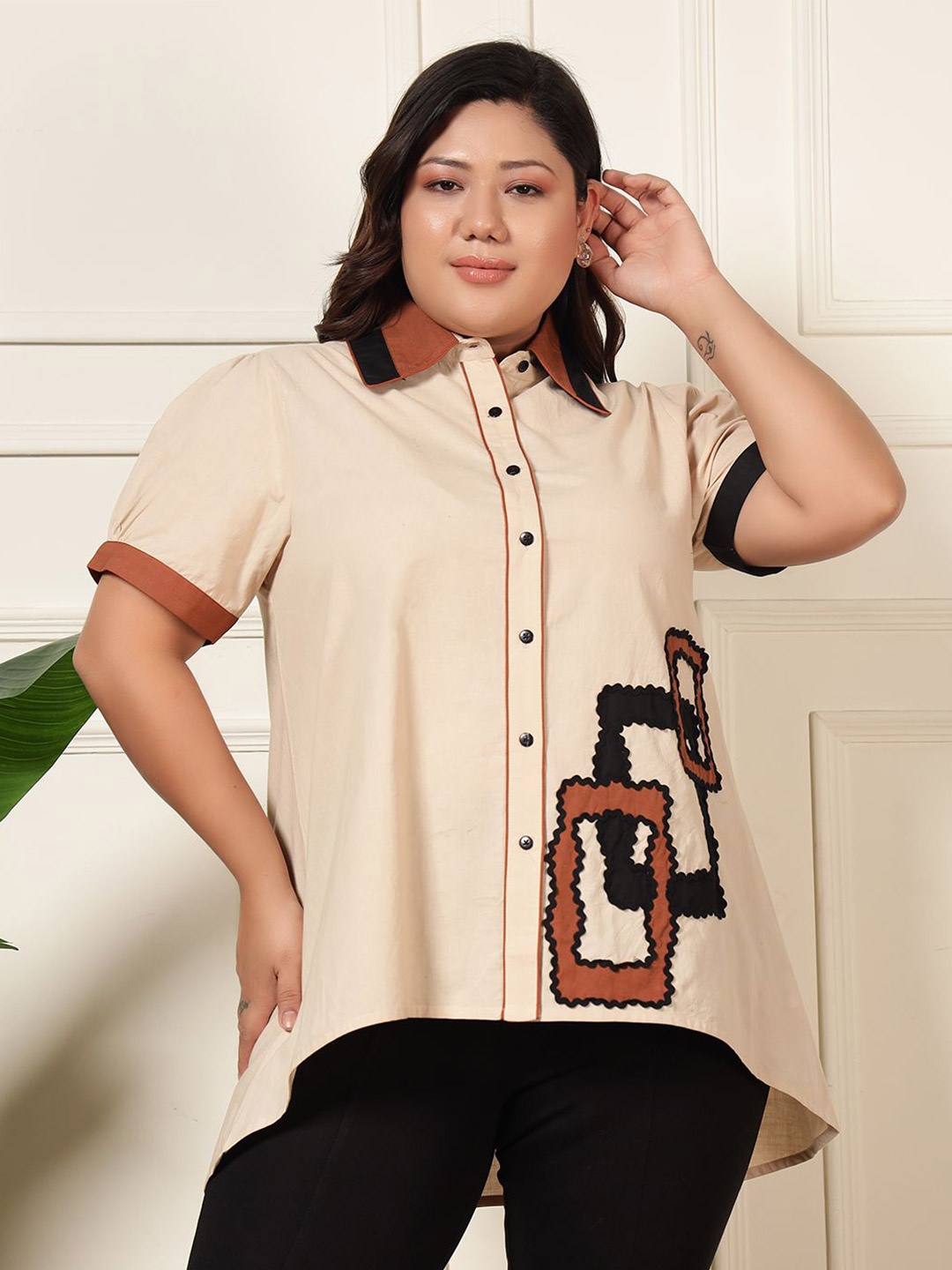 

DEEBACO Women Opaque Casual Shirt, Beige