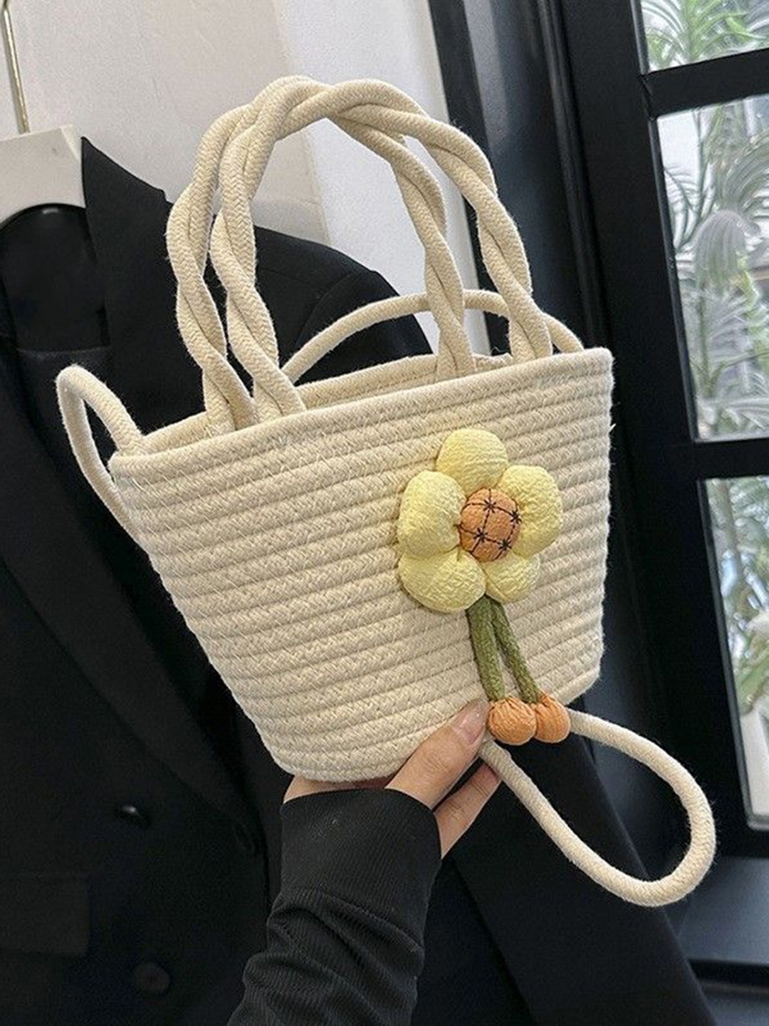 

DressBerry Printed Structured Handheld Bag, Off white