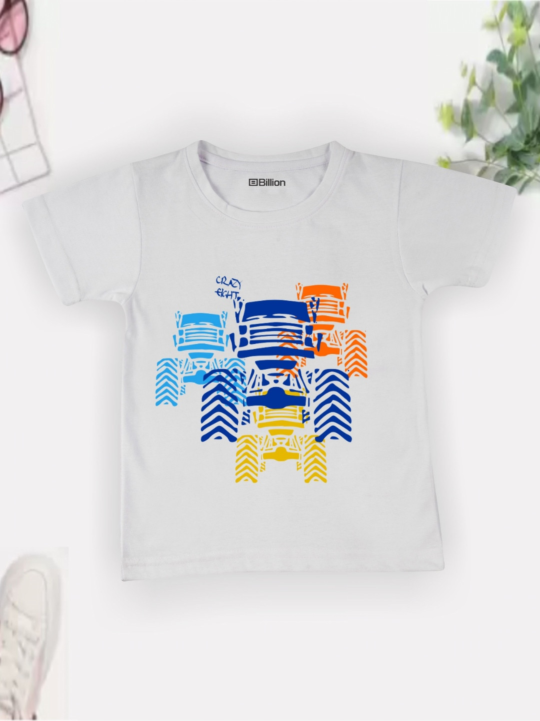 

Billion Boys Printed Bio Finish Applique T-shirt, White