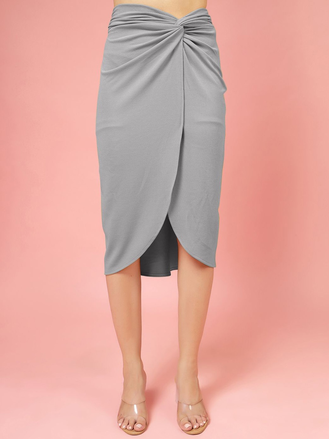 

DressBerry Women Tulip Midi Skirt, Grey