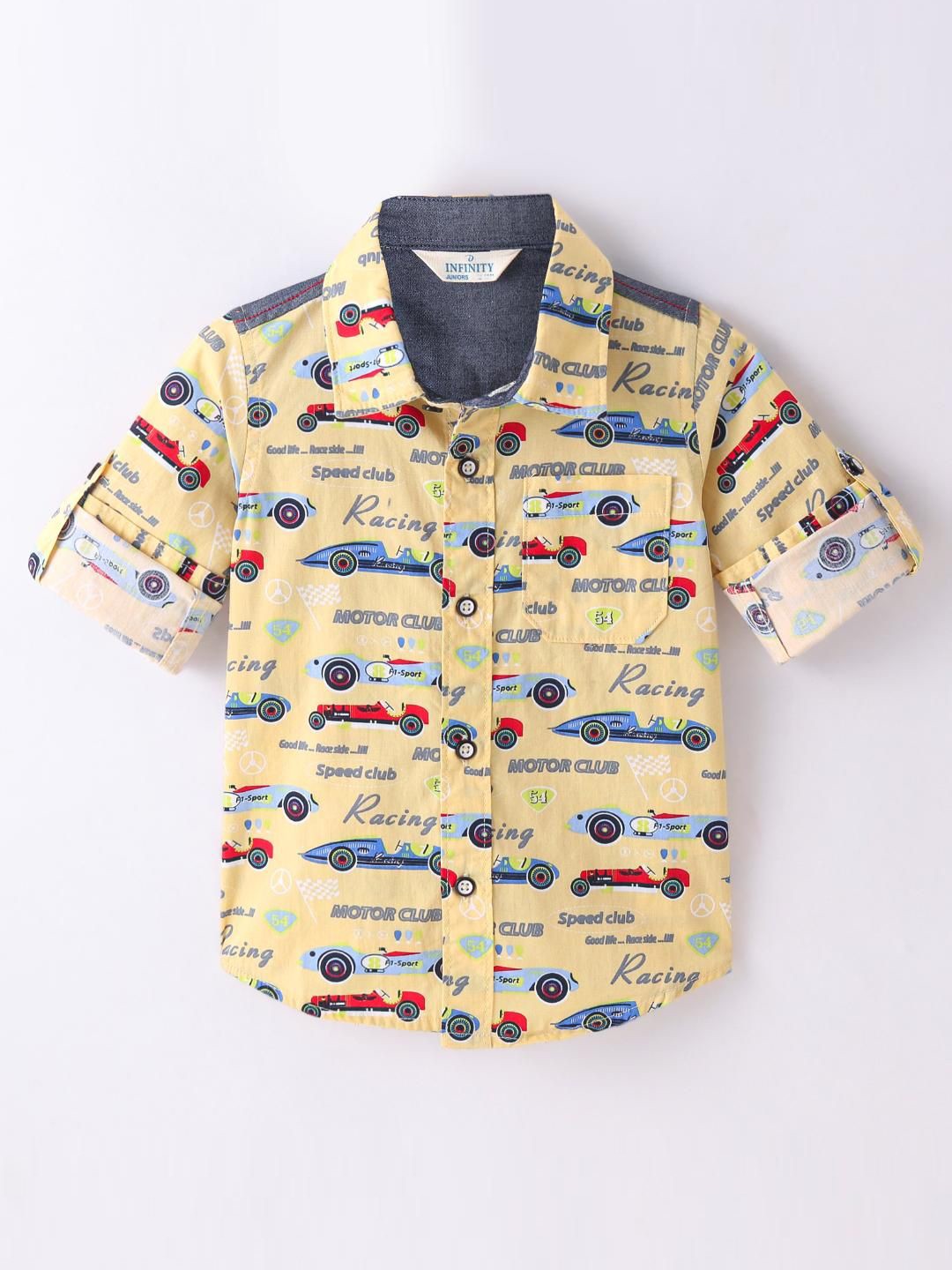 

Infinity Boys Tailored Fit Opaque Printed Casual Shirt, Yellow