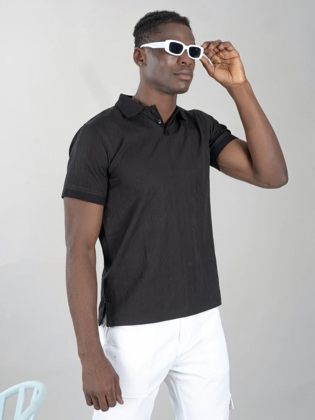 

PEPLOS Men Polo Collar T-shirt, Black