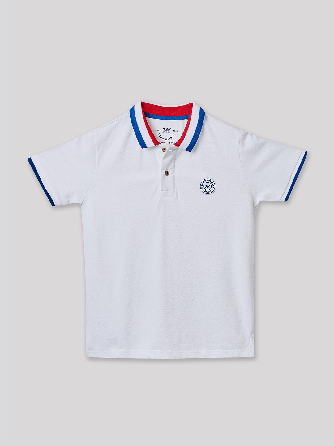 

JUNIOR KILLER Boys Polo Collar Pure Cotton T-shirt, White
