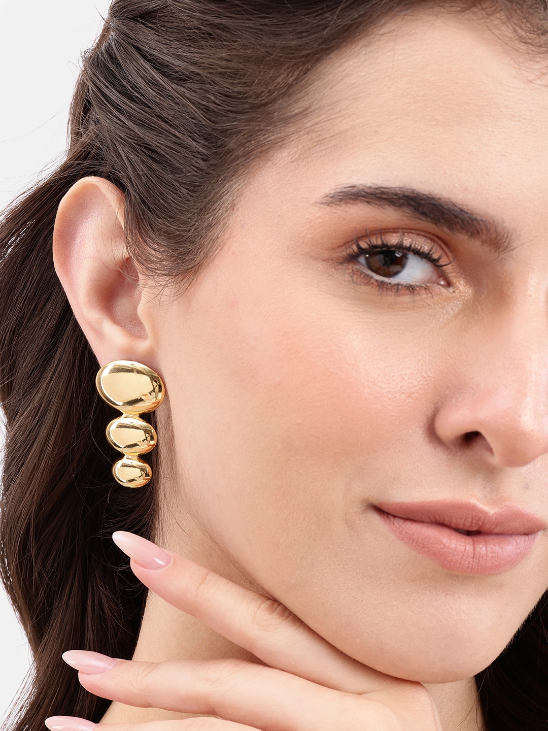 

DressBerry Oval Shaped Drop Earrings, Gold