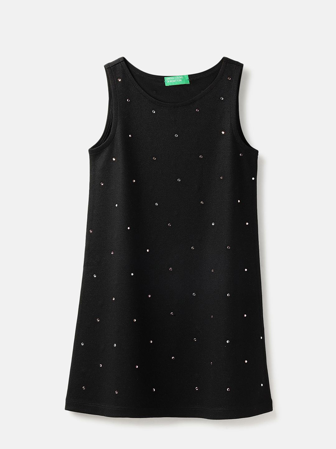 

United Colors of Benetton Girls Embellished A-Line Dress, Black