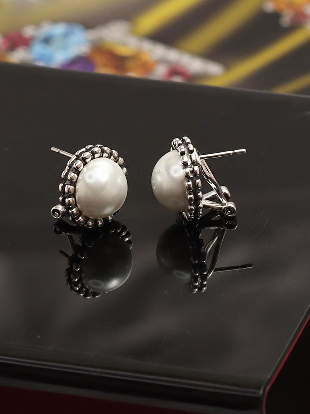 

LeCalla 925 Sterling Silver-Plated Circular Studs