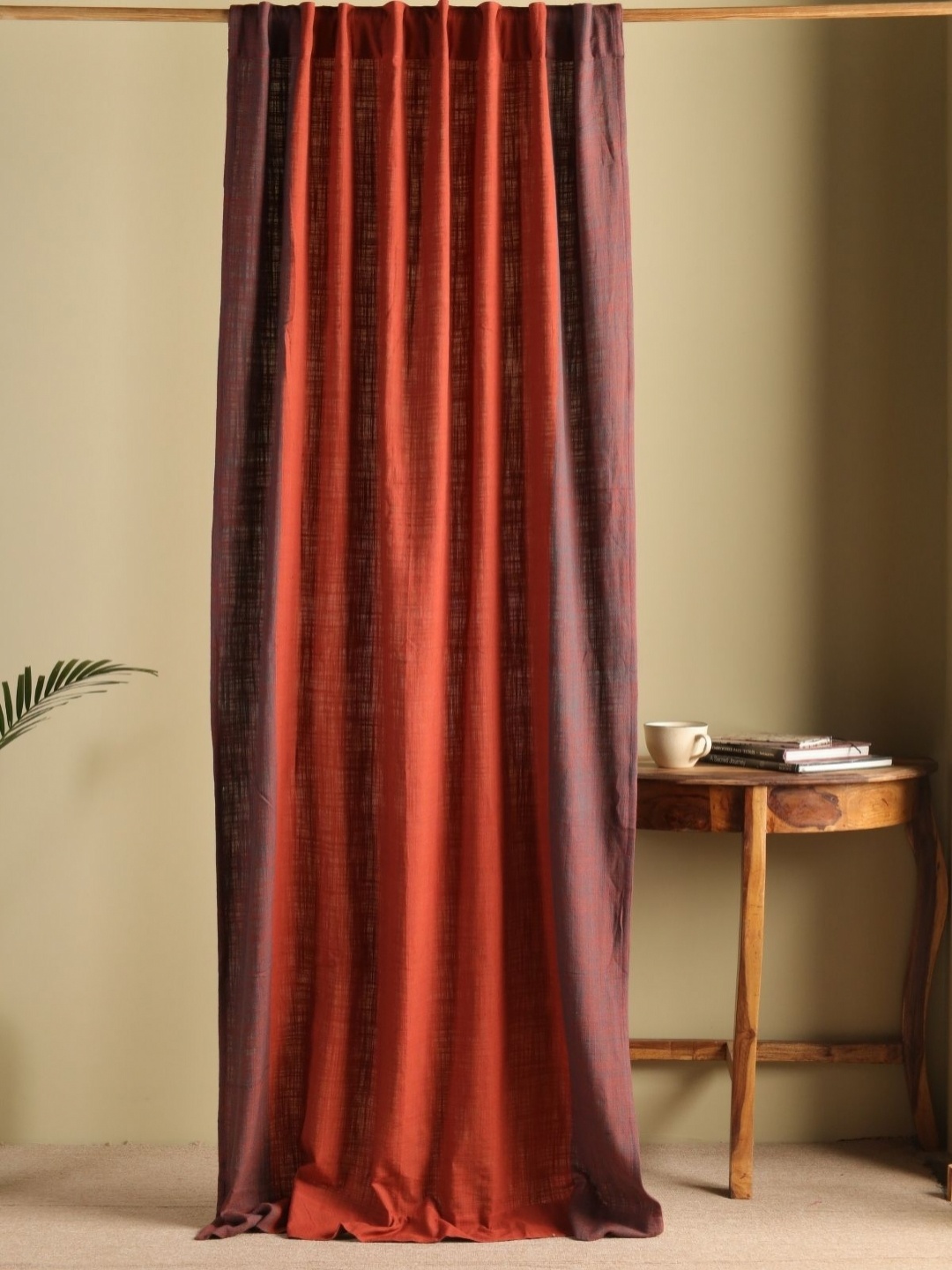 

Peepul Tree Red Floral Sheer Door Curtain