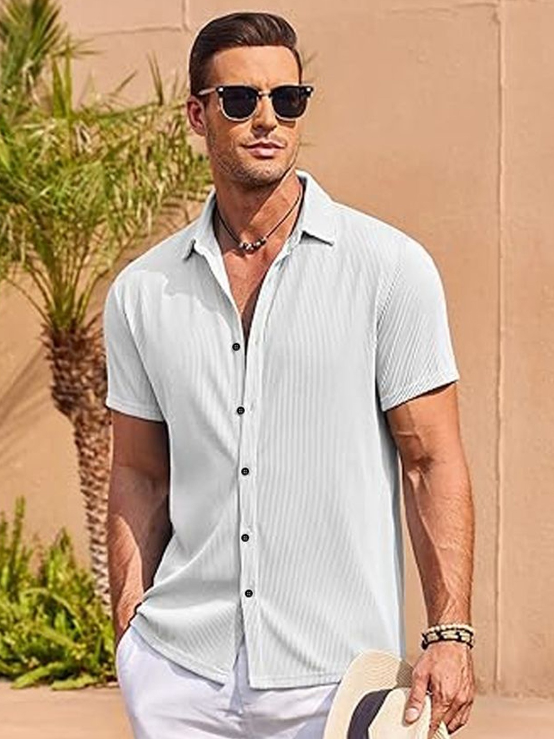 

Metronaut Men Pinstripes Opaque Casual Shirt, White