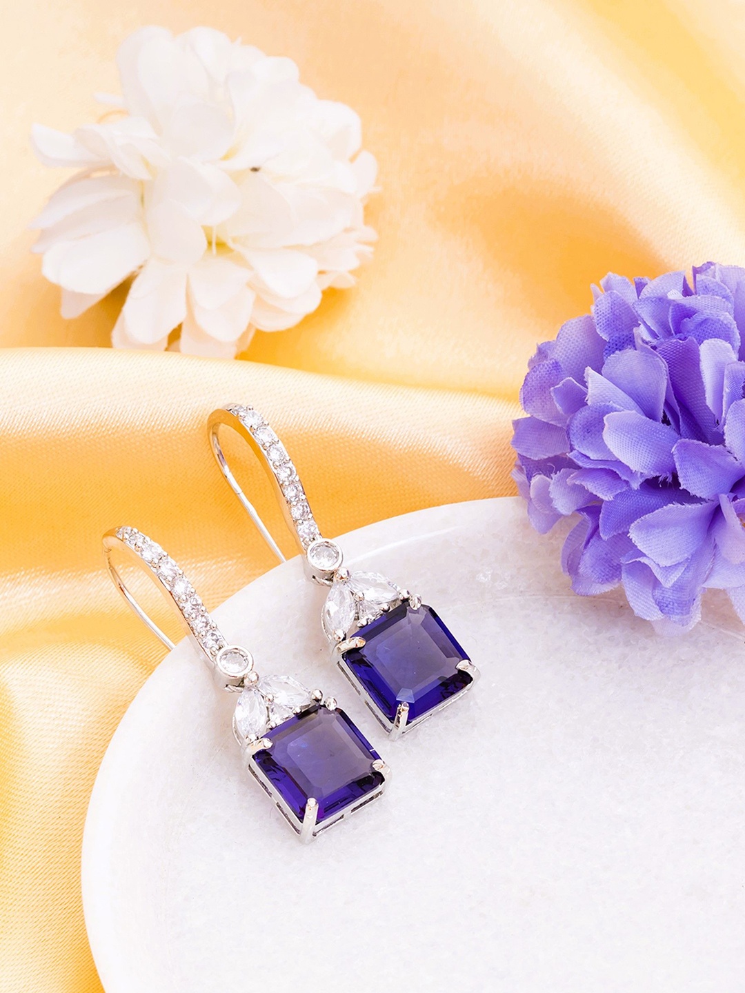 

Manikya Square Studs Earrings, Purple