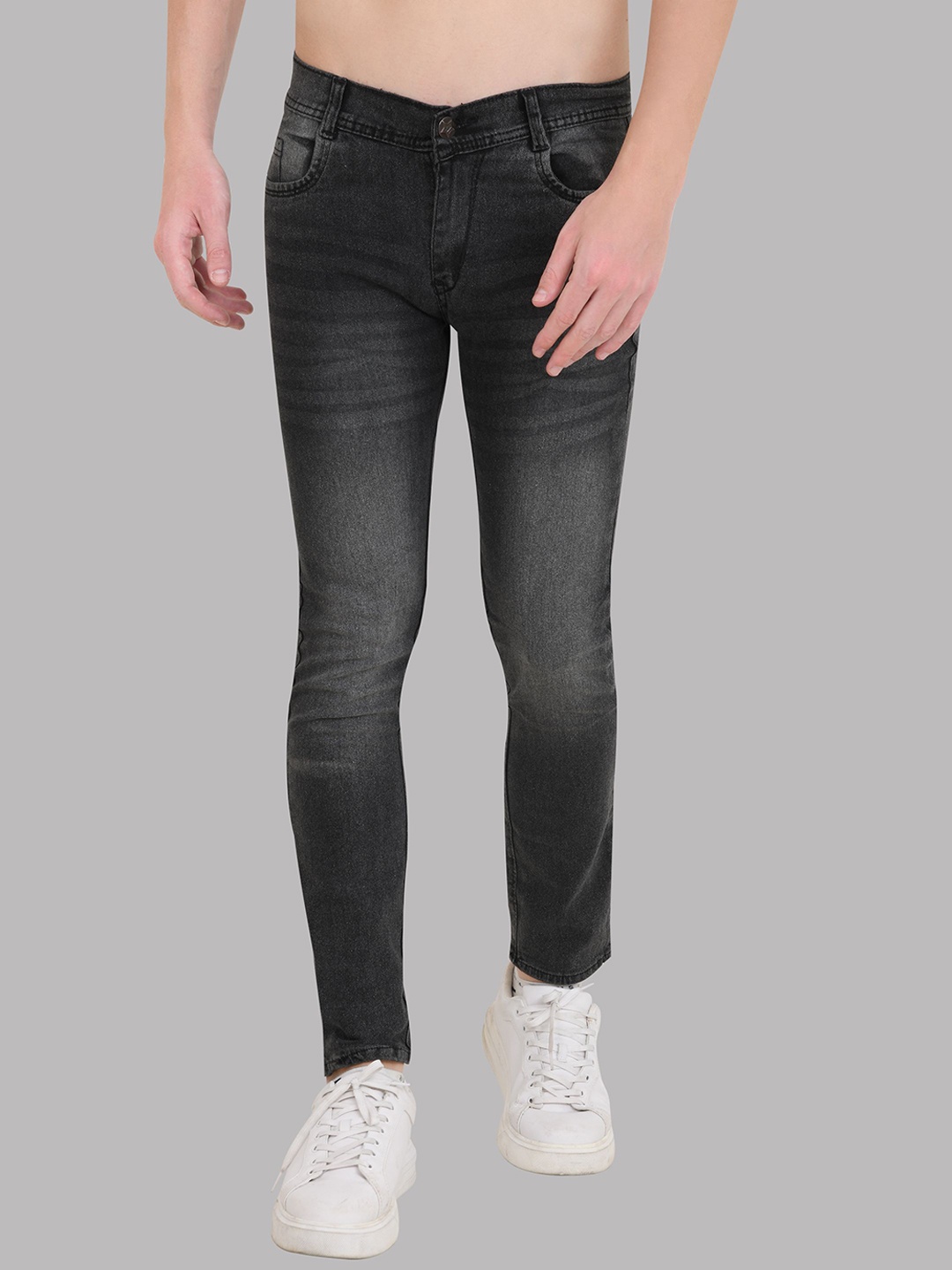 

Linaria Men Classic Slim Fit Mid-Rise Clean Look Jeans, Grey