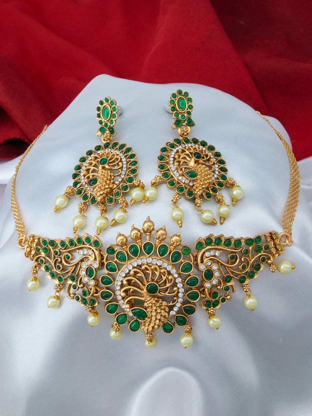 

Anouk Gold-Plated Cubic Zirconia-Studded & Beaded Jewellery Set