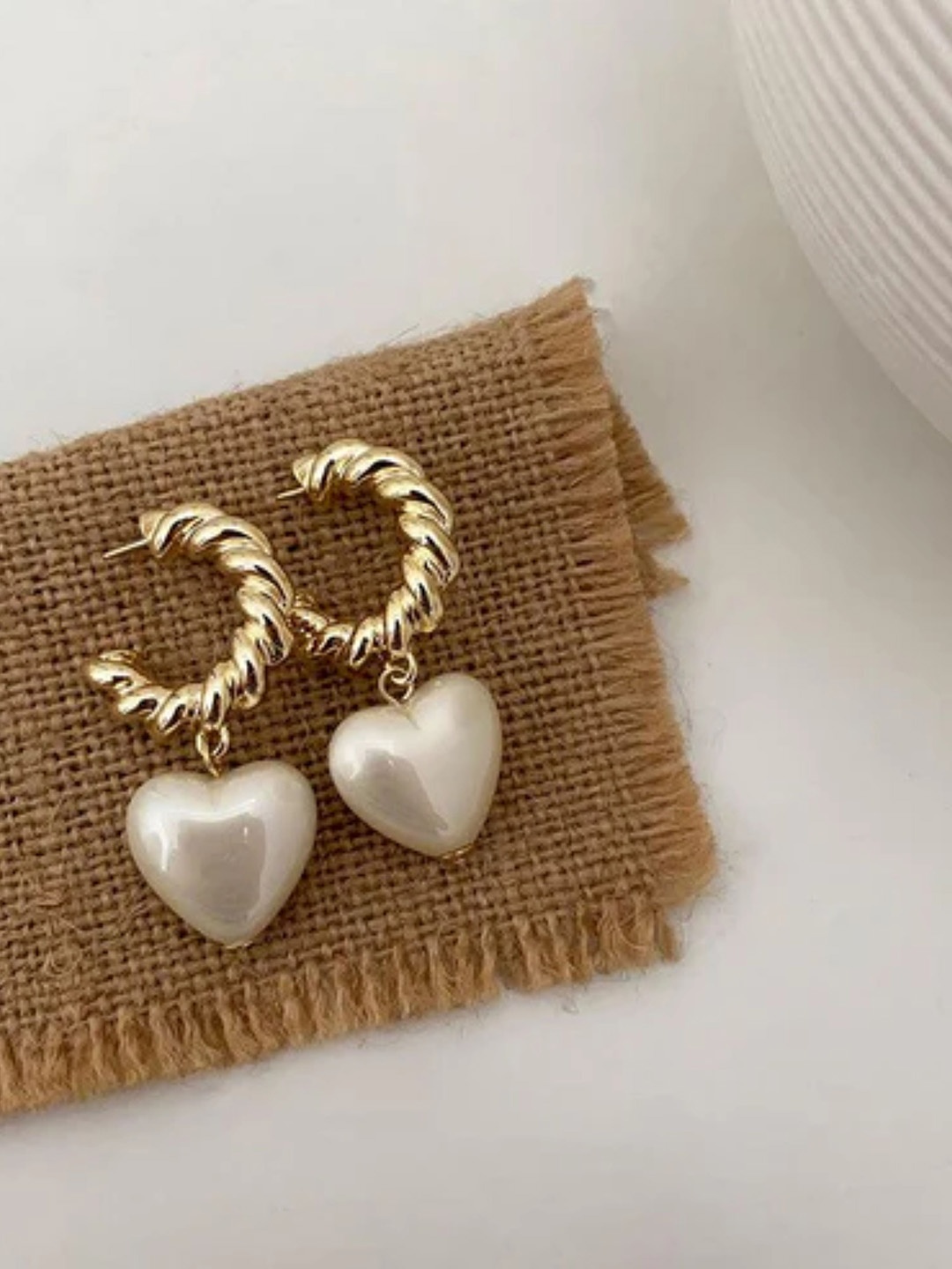 

SUBHAGALANKAR Gold-Plated Heart Shaped Drop Earrings