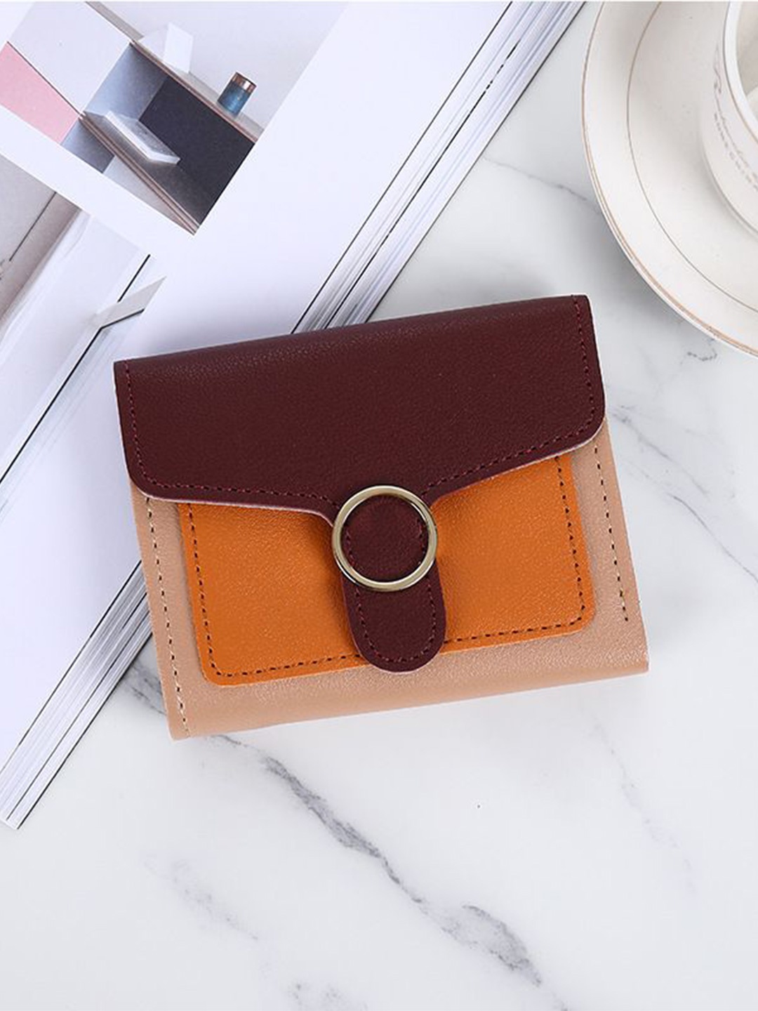 

DressBerry Women Colourblocked PU Card Holder, Red