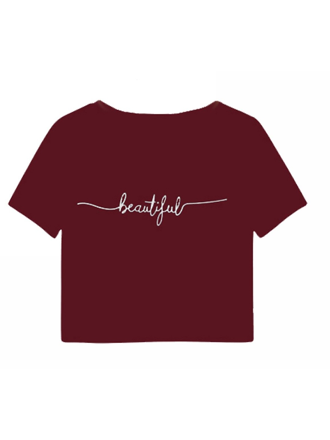 

LOVO Girls Typography Printed Cotton Fitted Crop Top, Maroon