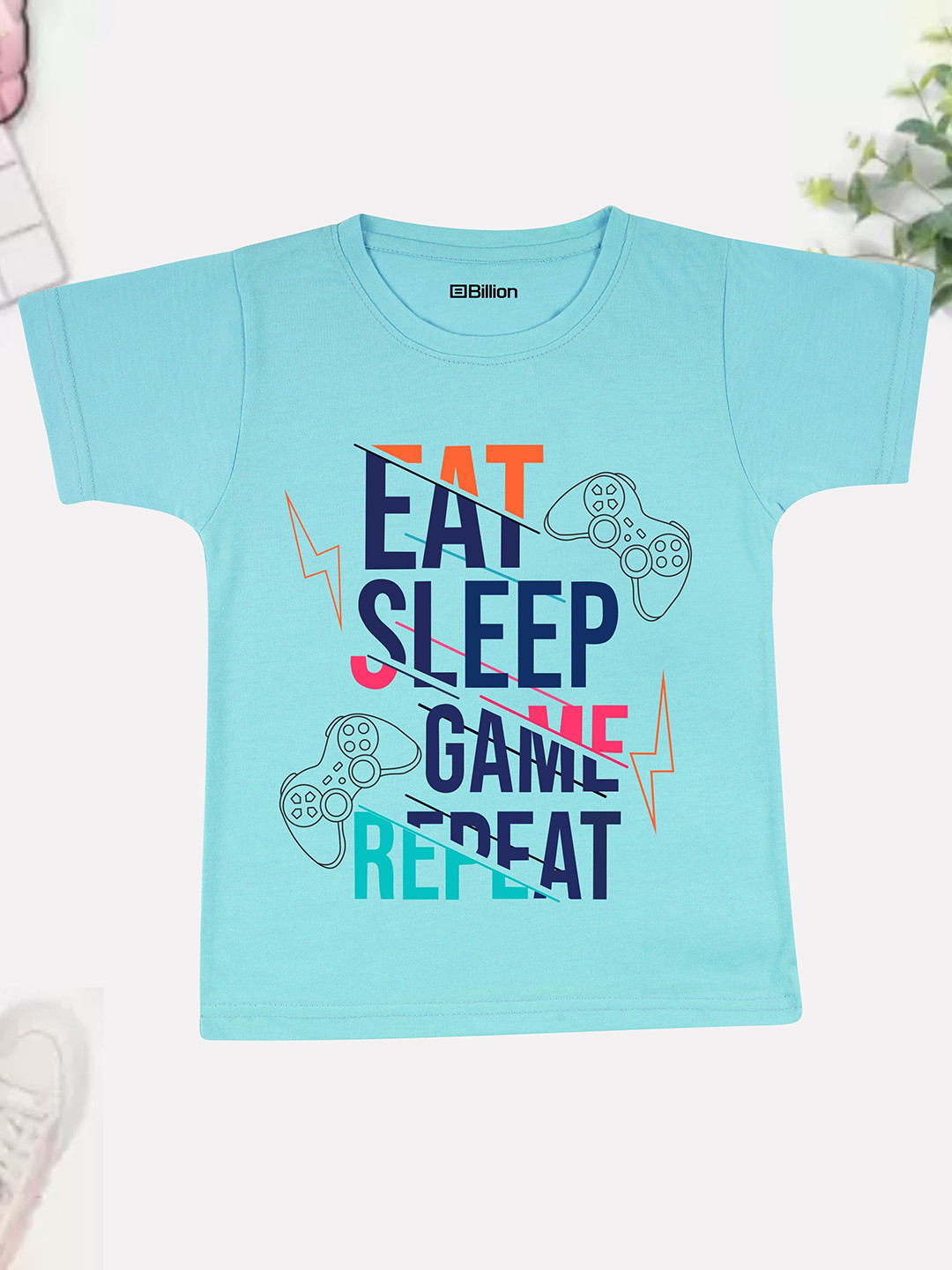 

Billion Boys Printed Bio Finish Applique T-shirt, Turquoise blue