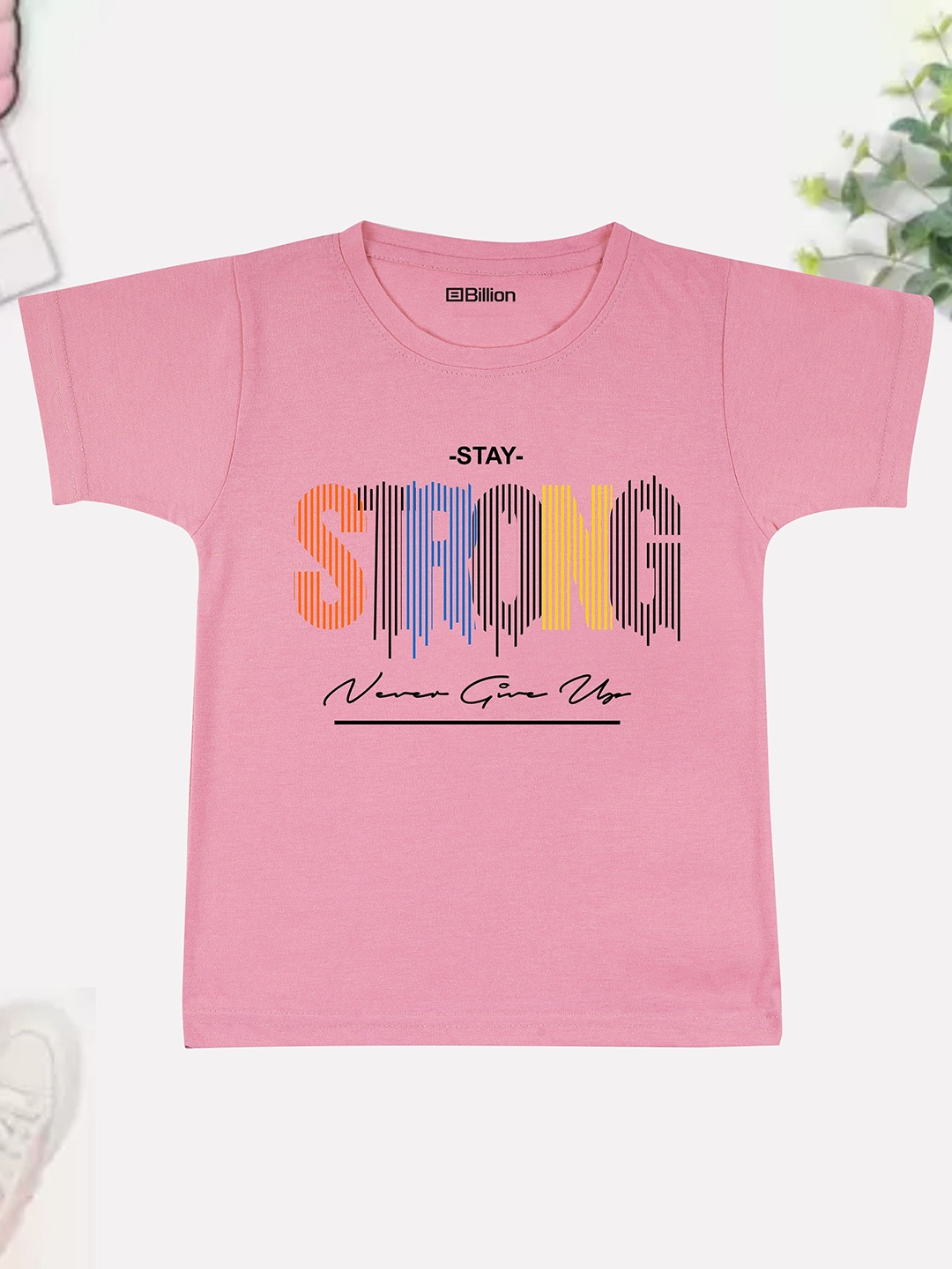 

Billion Boys Printed Bio Finish Applique T-shirt, Pink