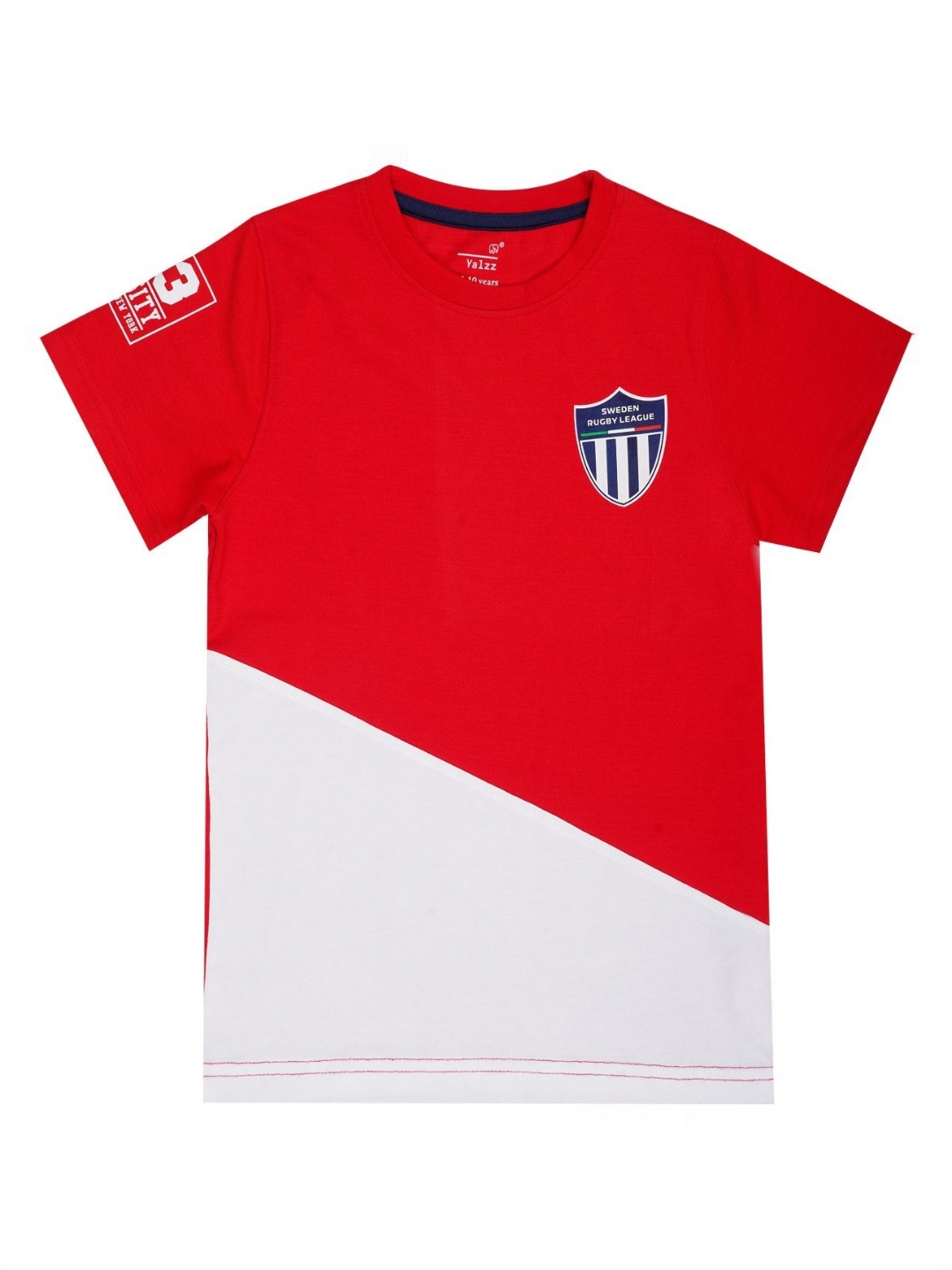 

YALZZ Boys Colourblocked Pockets T-shirt, Red
