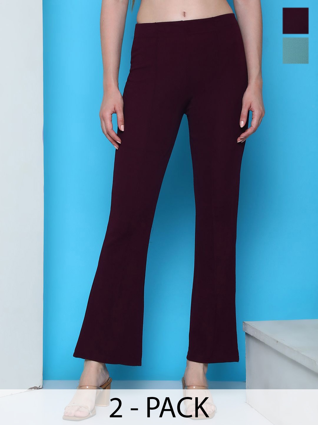 

Tromko Women Pack of 2 Relaxed High-Rise Trousers, Brown