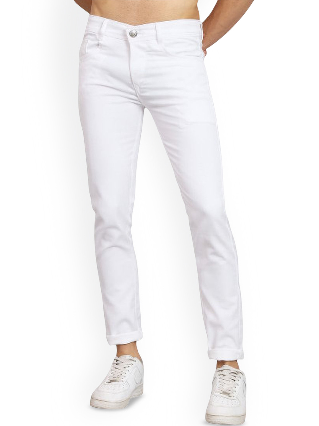 

LINARIA Men Classic Skinny Fit Low Distress Light Fade Jeans, White