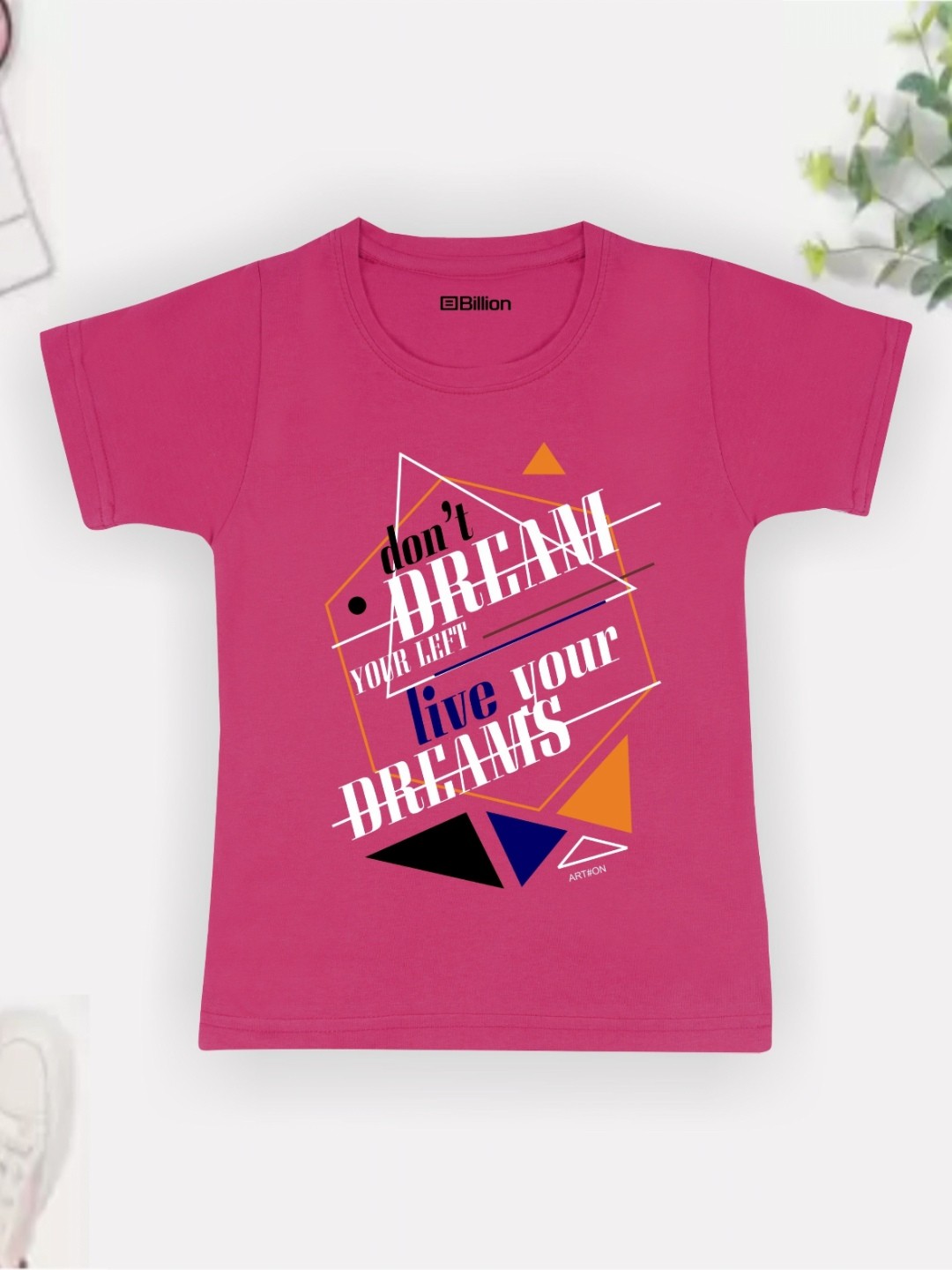 

Billion Boys Printed Extended Sleeves Bio Finish Applique T-shirt, Pink