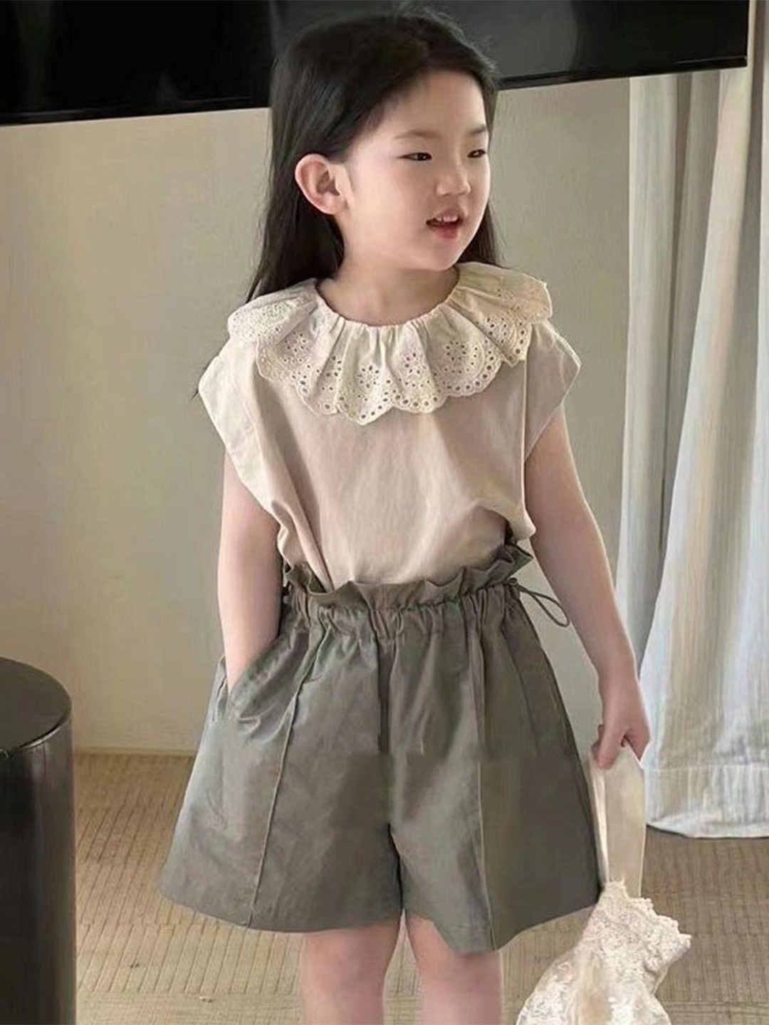 

StyleCast x Revolte Girls Top With Shorts, Beige