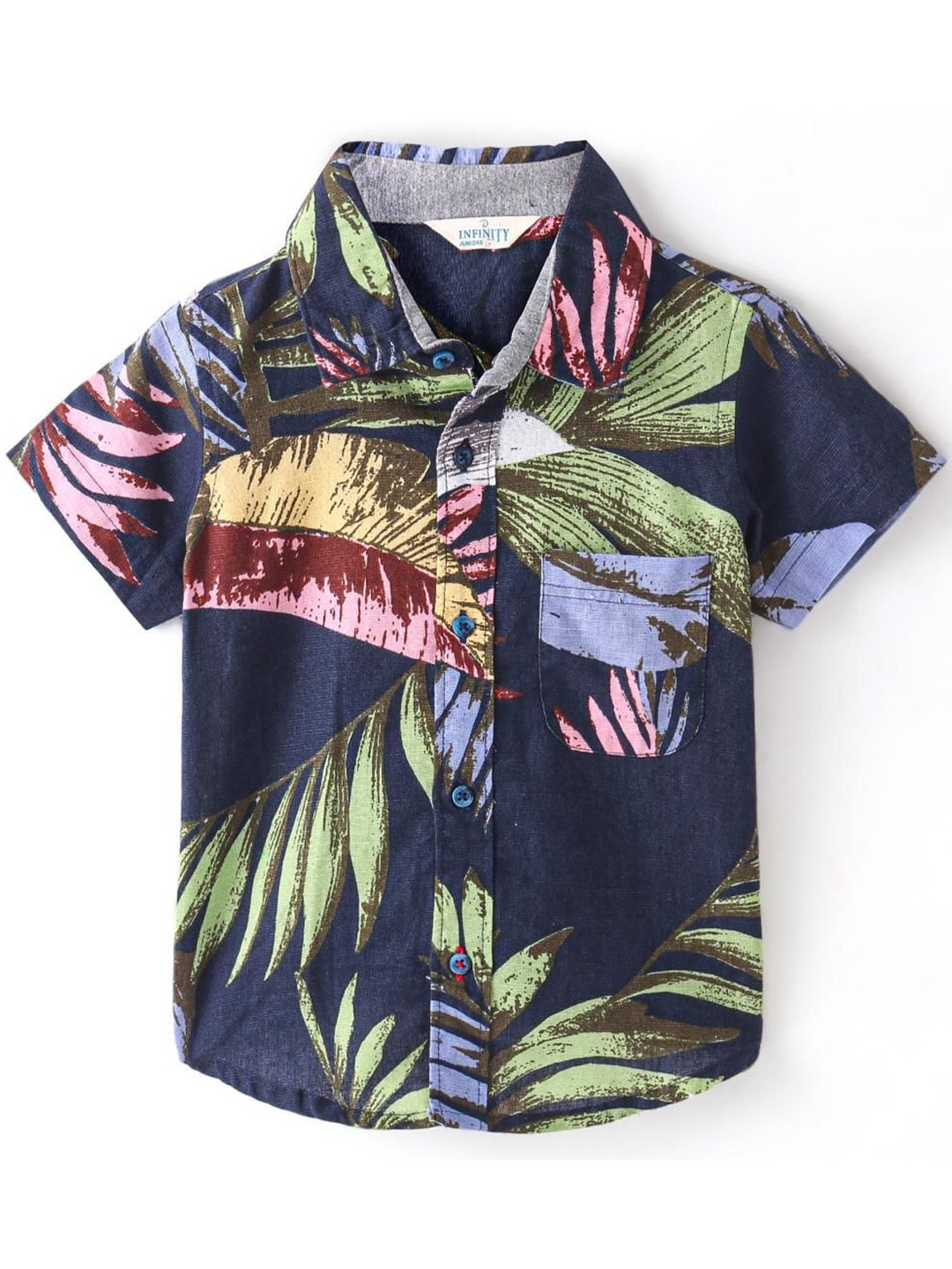 

Infinity Boys Tailored Fit Multi Stripes Opaque Printed Casual Shirt, Navy blue