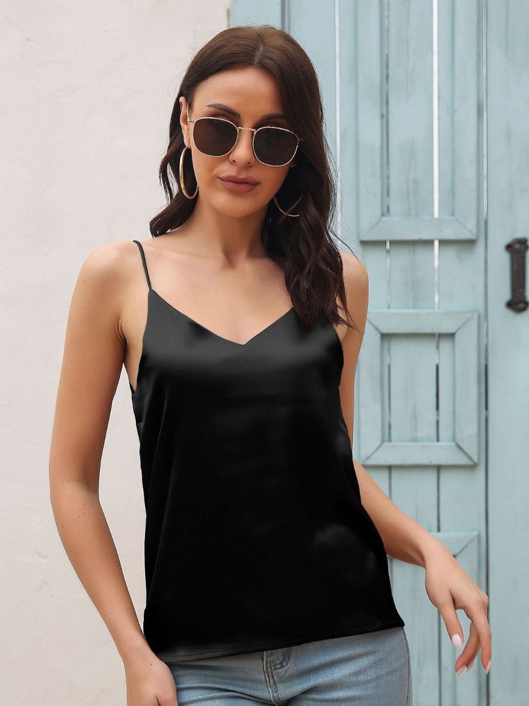 

Oh Rare Women Shoulder Straps Top, Black