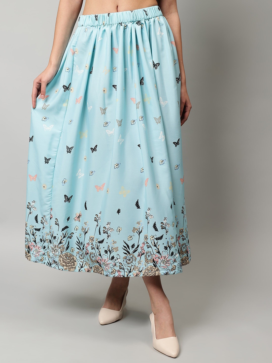 

Cot'N Soft Women Printed Flared Fit A Line Maxi Skirt, Blue