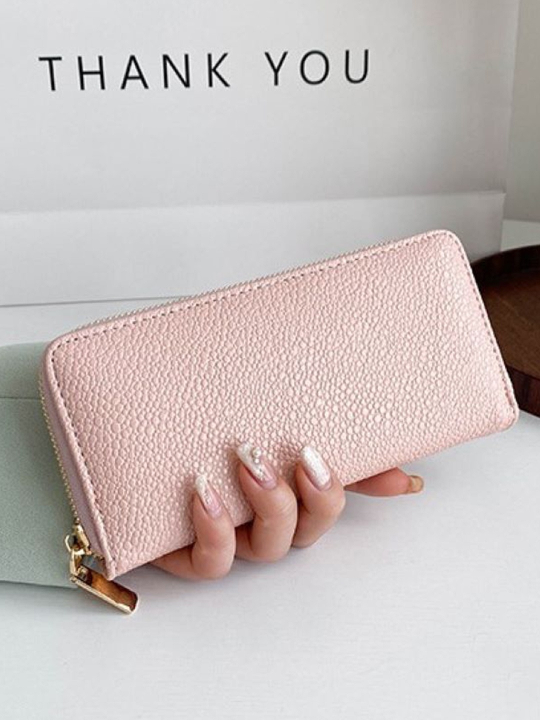 

DressBerry Women Textured Zip Around Wallet, Pink