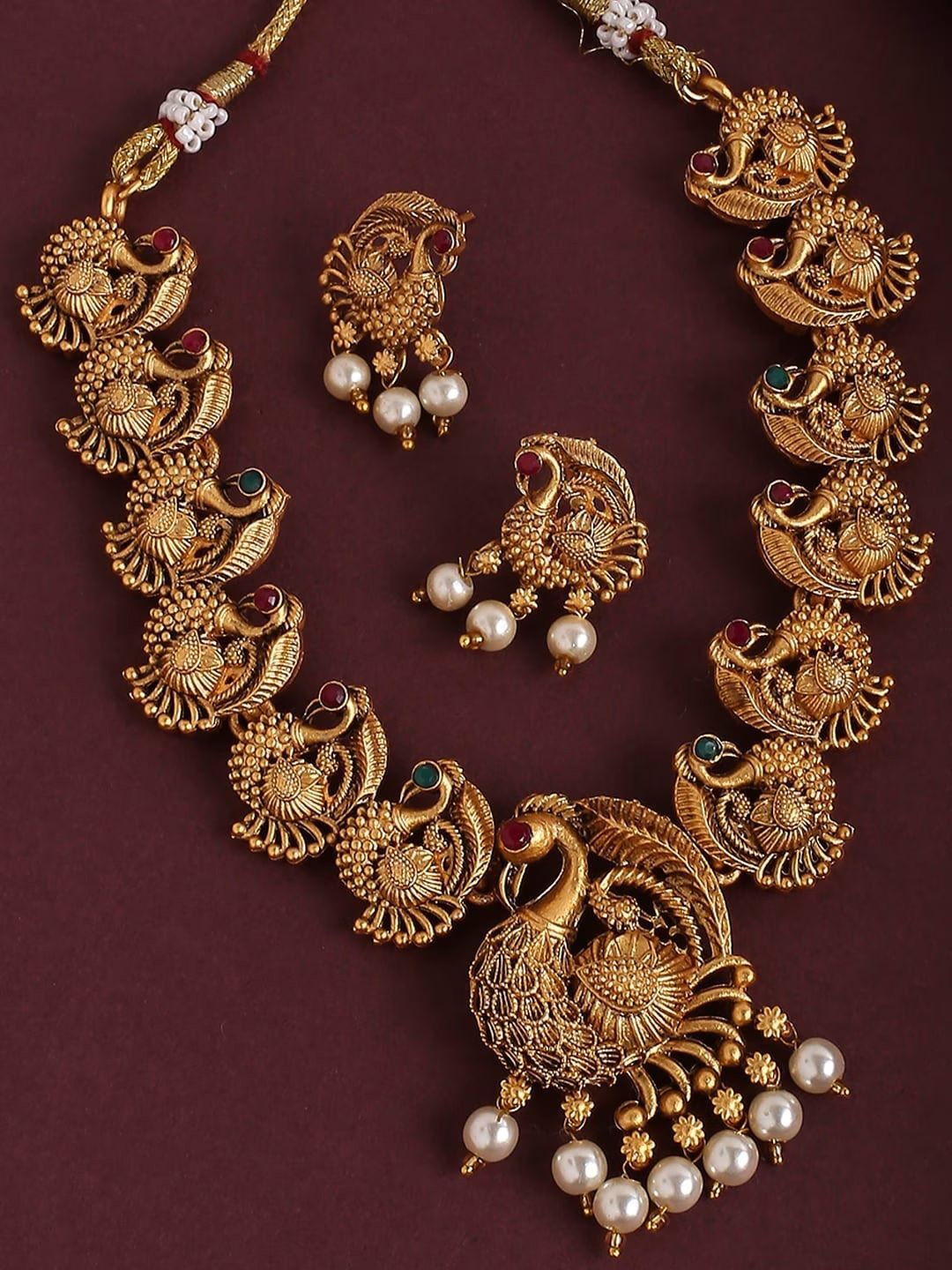 

Anouk Gold-Plated Cubic Zirconia-Studded & Beaded Jewellery Set