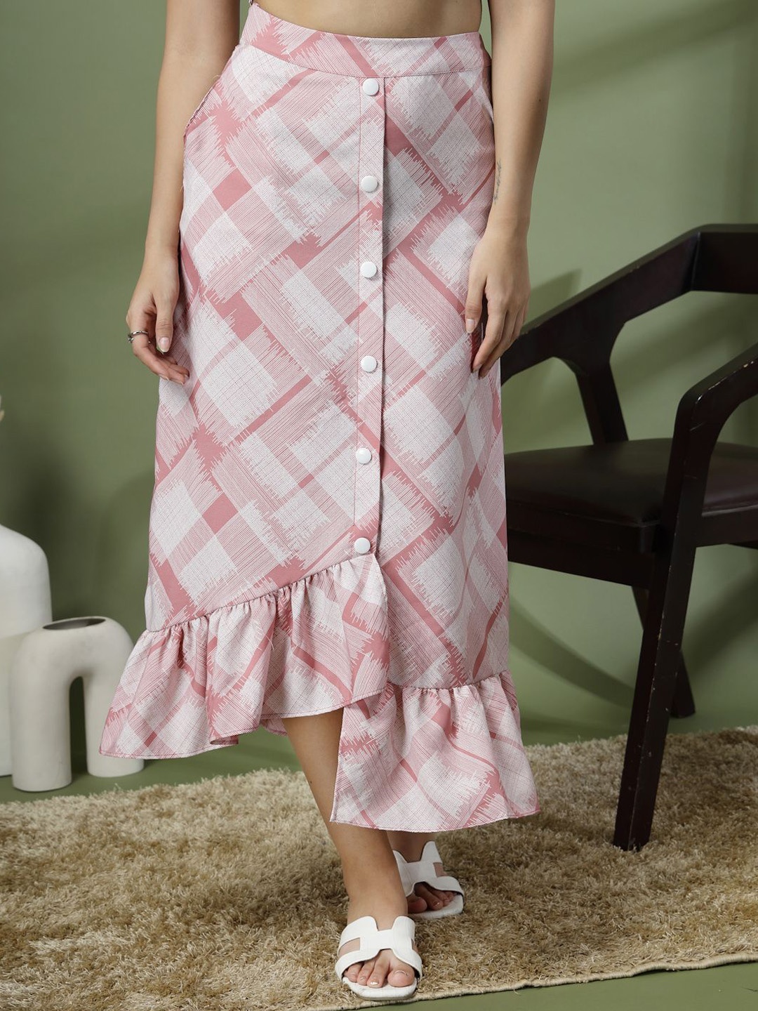 

DressBerry Women Printed A-Line Maxi Skirt, Pink