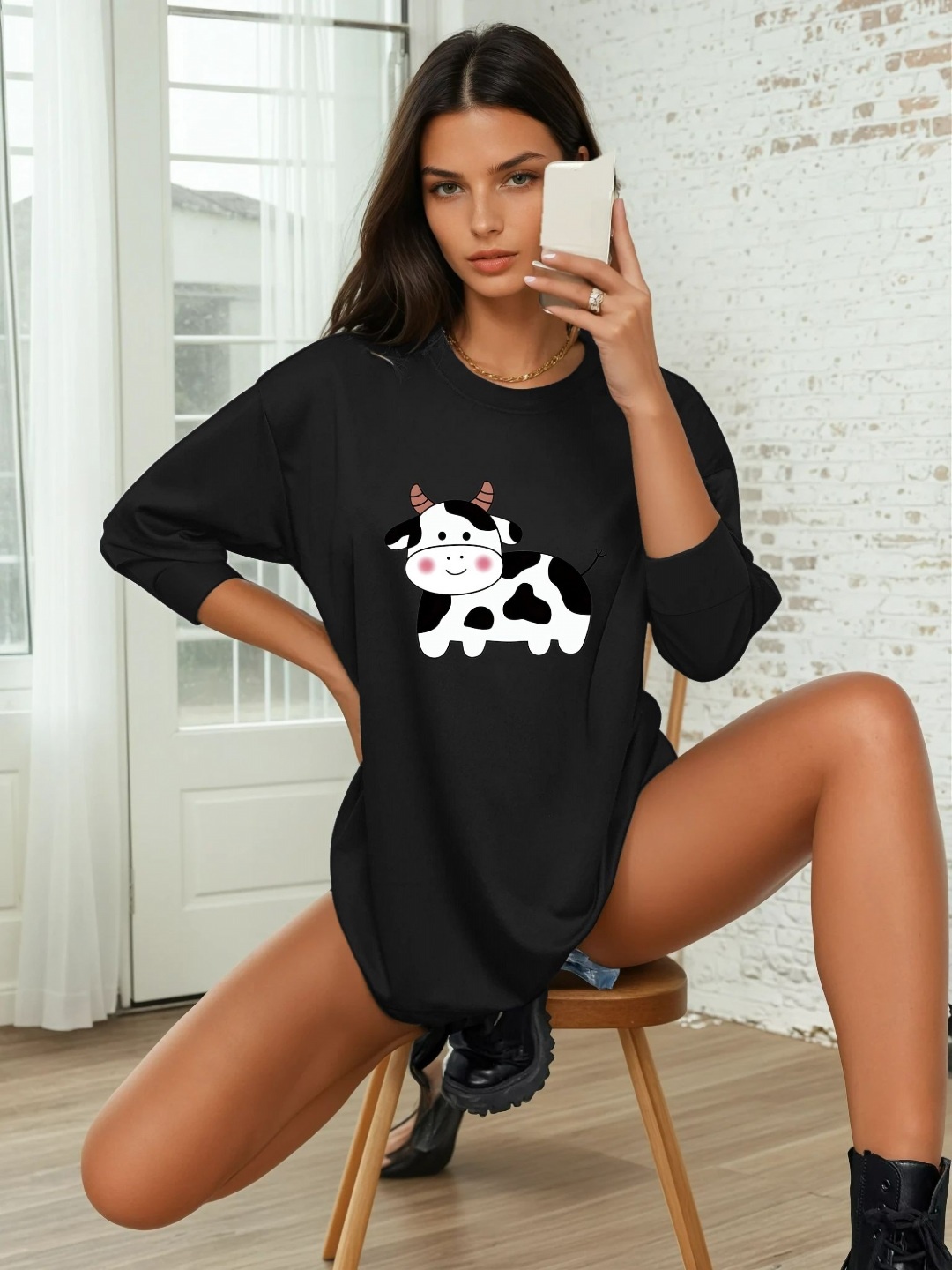 

CORSICA Women Printed Monochrome Pockets T-shirt, Black