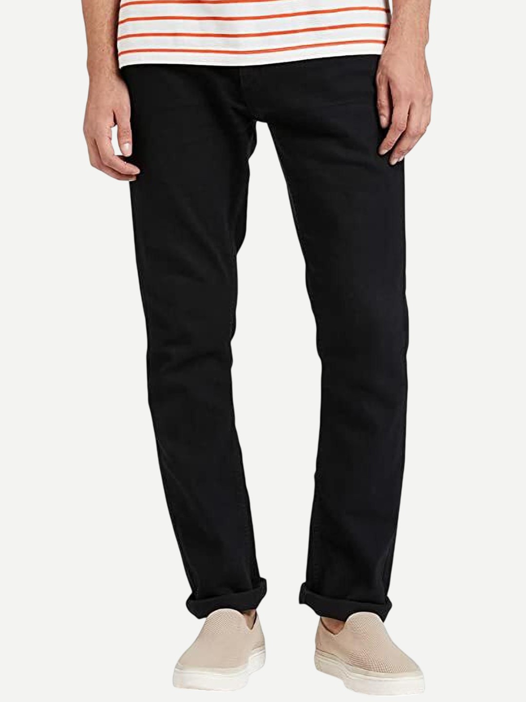 

Linaria Men Classic Slim Fit Mid Rise Clean look Jeans, Black