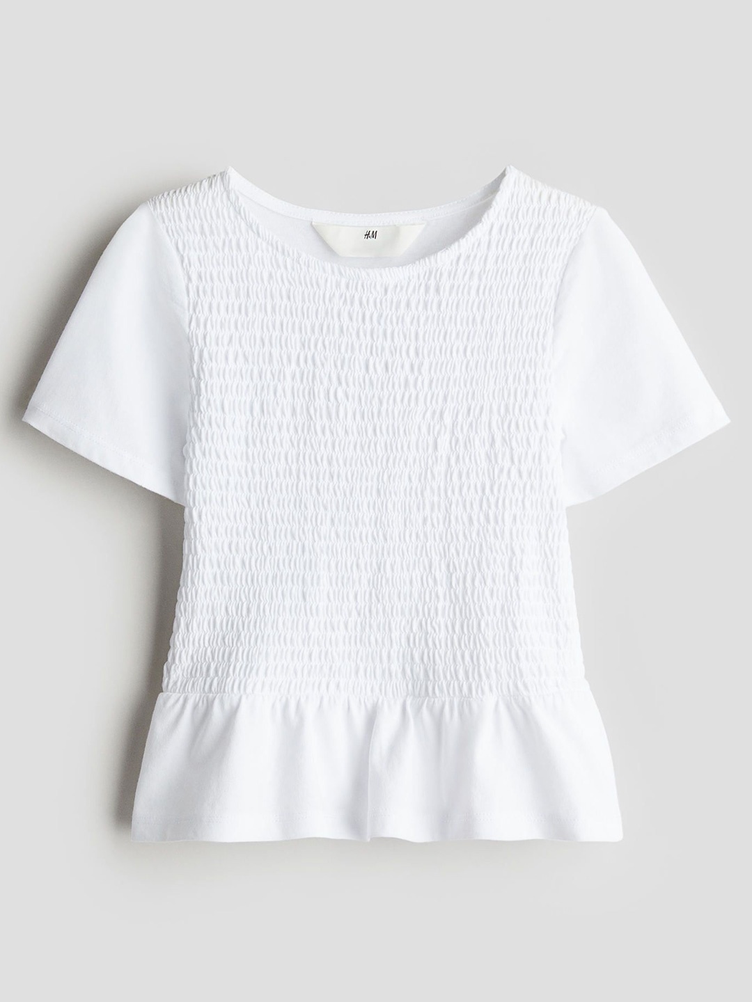 

H&M Smocked Peplum Top, White