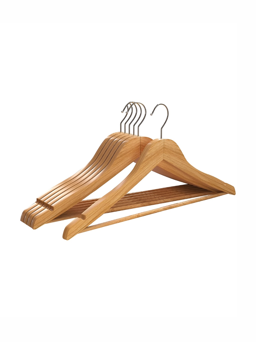 

ADA Handicraft Set Of 6 Wooden Clothes Hangers, Beige