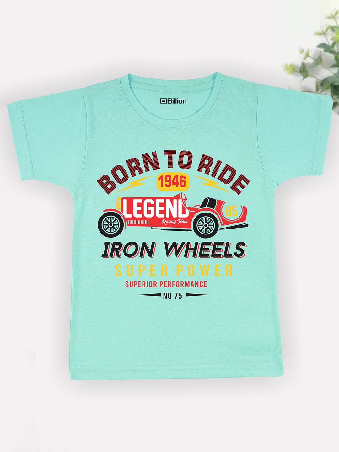 

Billion Boys Printed Extended Sleeves Bio Finish Applique T-shirt, Turquoise blue