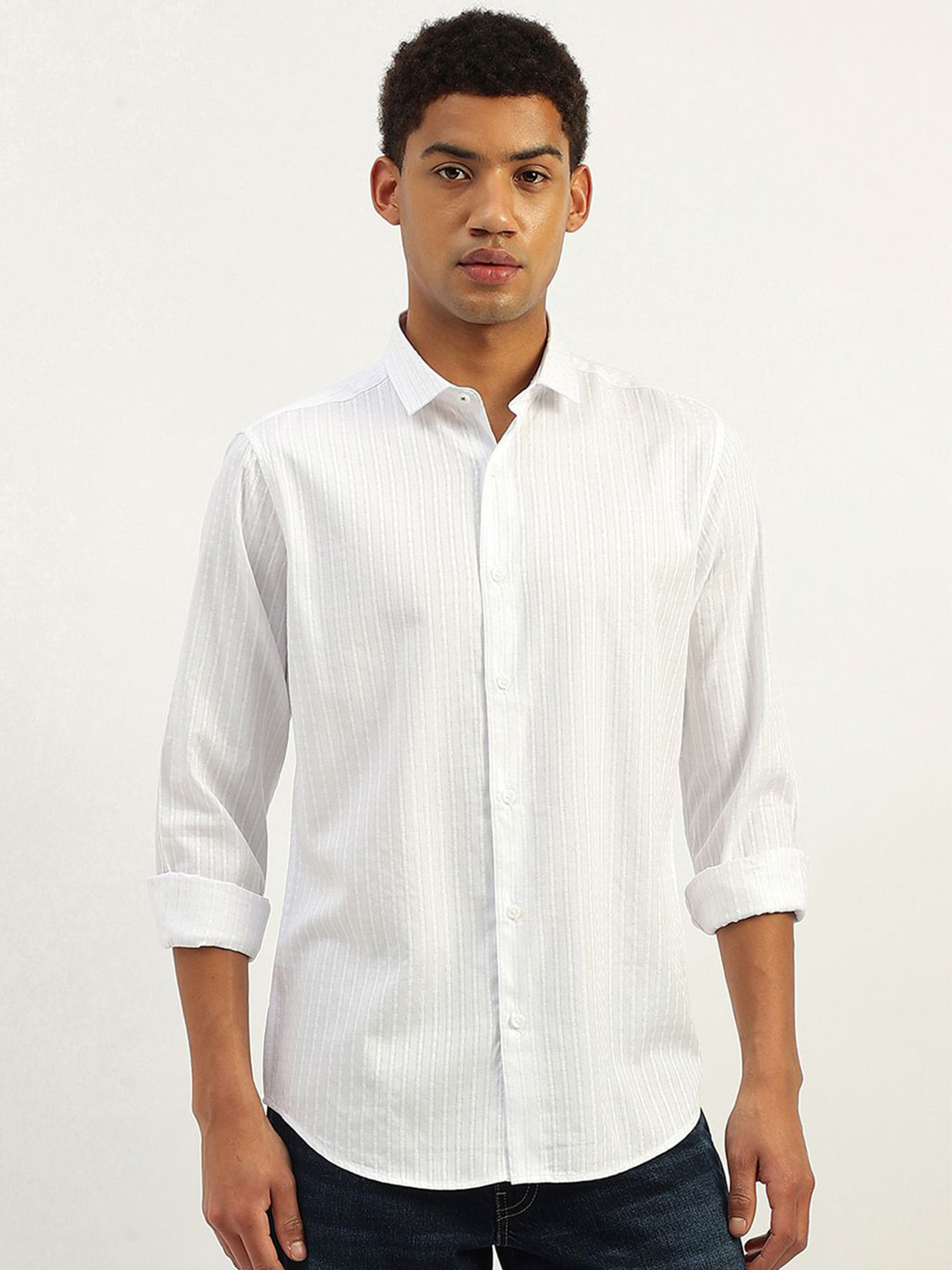 

United Colors of Benetton Men Opaque Striped Formal Shirt, White
