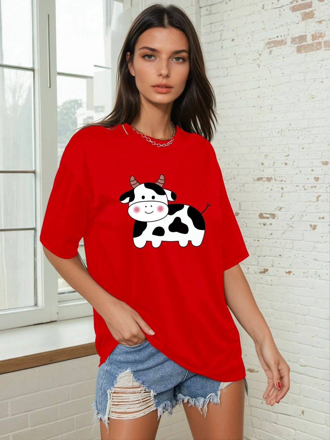 

CORSICA Women Printed Pockets T-shirt, Red