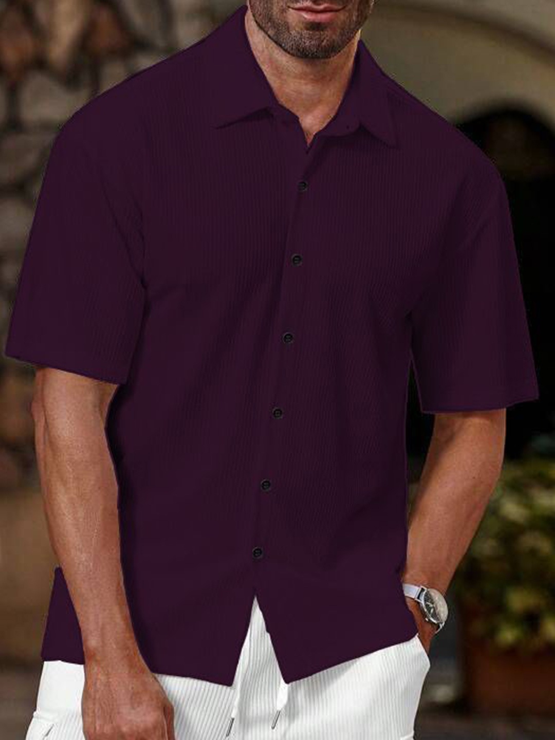 

Metronaut Men Opaque Casual Shirt, Burgundy