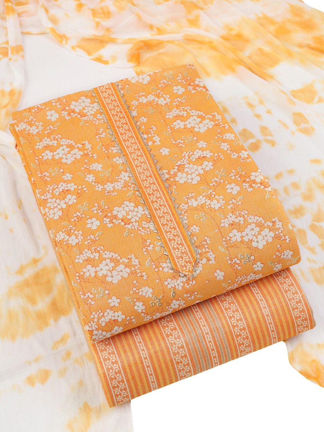 

Sun Fashion And Lifestyle Floral Printed Unstitched Dress Material, Yellow