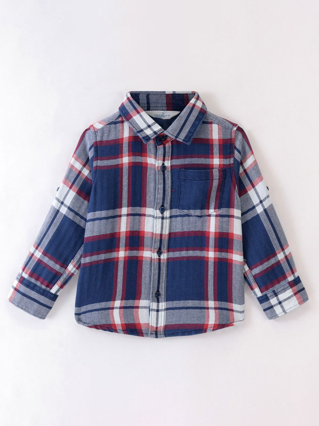 

Infinity Boys Tartan Checks Opaque Checked Casual Shirt, Navy blue